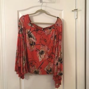 Free People Red Long Sleeve Top